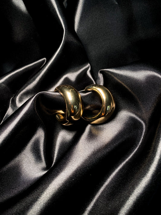 Golden Large Chunky Hoop Earrings- Gold