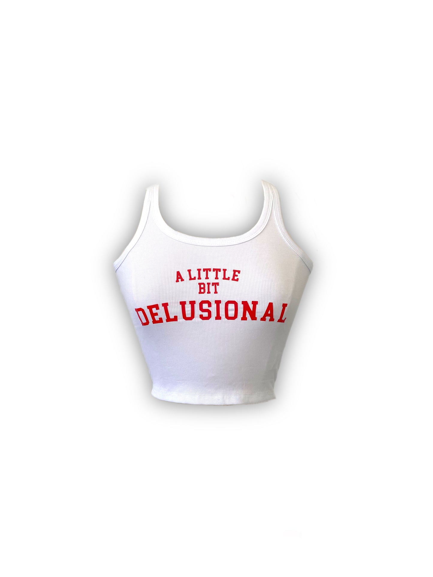 A Little Bit Delusional Mid Crop Top - White