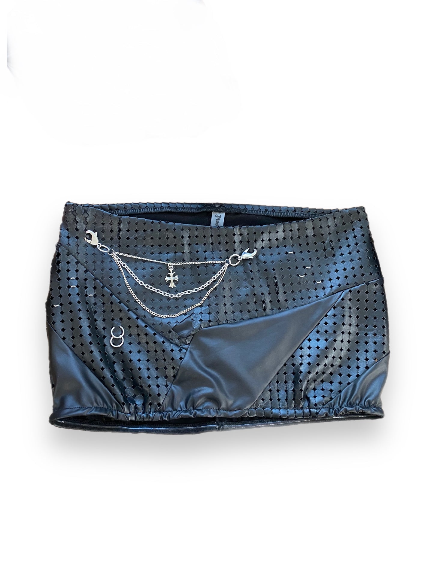 Distressed Moto Faux Leather Skirt - Black