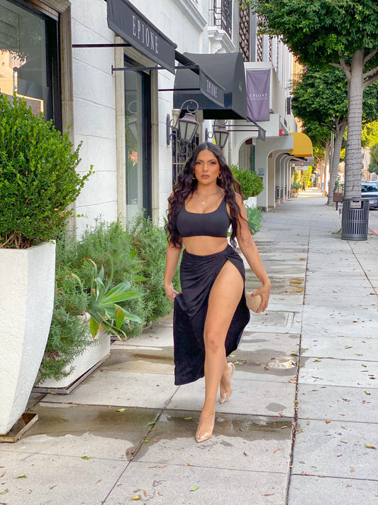 Take Me To Greece Matching Skirt Set - Black